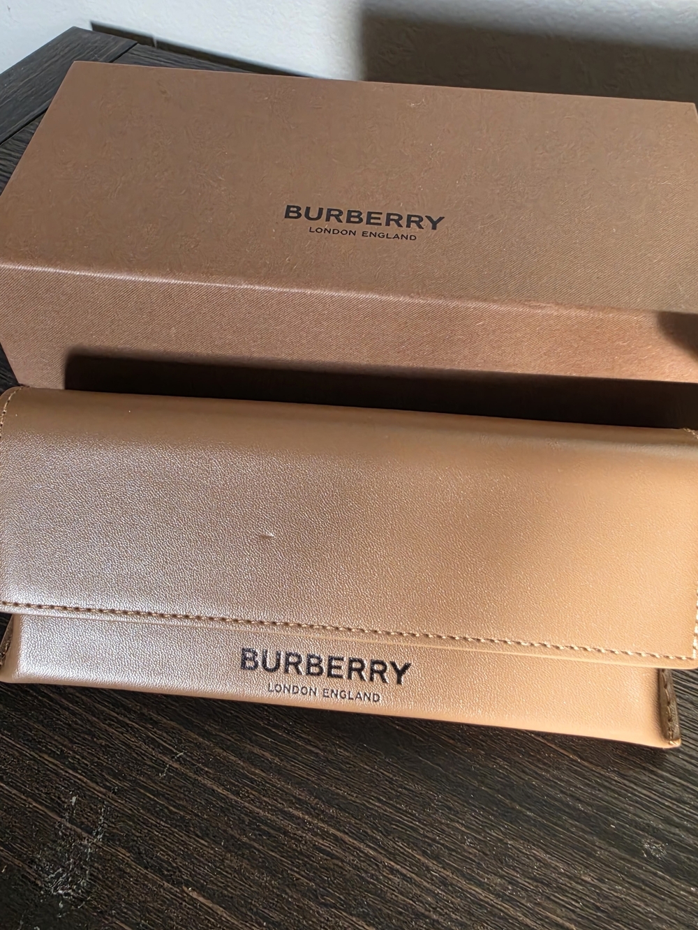 Burberry Tan Leather Eye Glasses Case - Case And Box Only